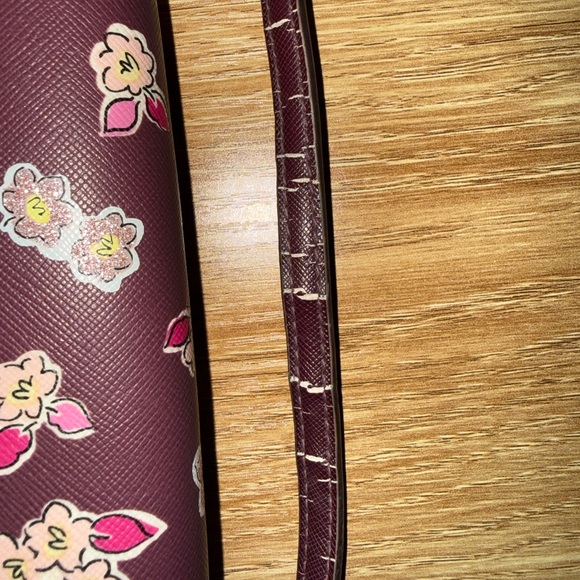 Kate Spade Tinsel Frosted Deep Berry Floral Flap Crossbody Clutch bag - Picture 13 of 16